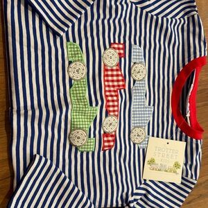 Long sleeve Striped Kids Shirt with Car Appliqué
